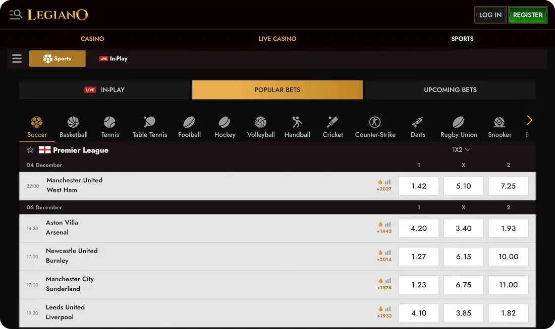 legiano casino sport