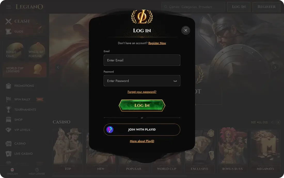 legiano casino login
