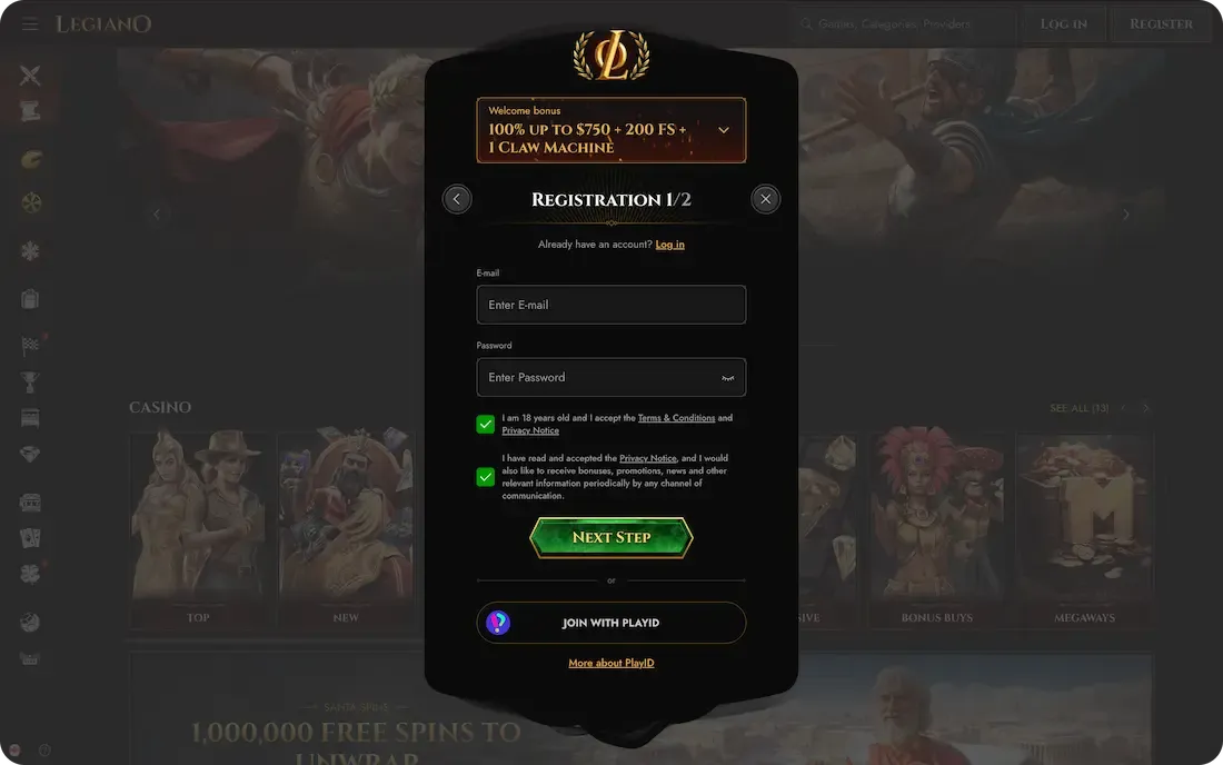 legiano casino registration