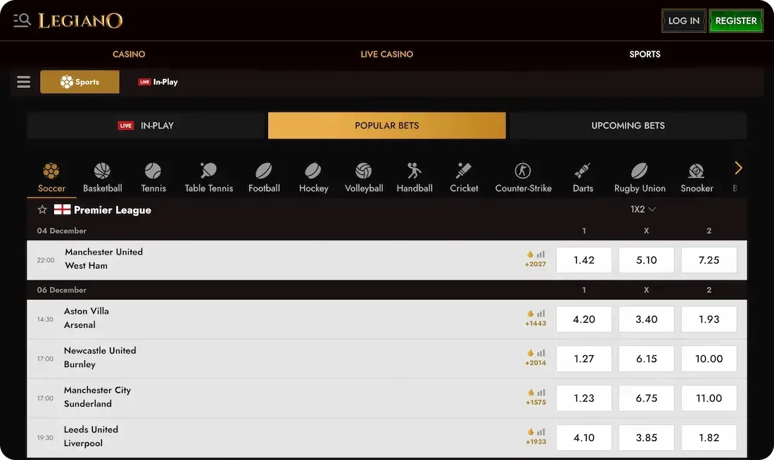 legiano casino sport
